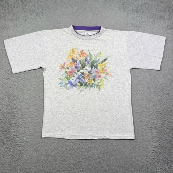 Vintage 90s flowers nature T-shirt - Picture 2 of 6